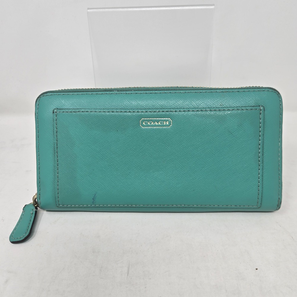Coach Long Zip Around Wallet Turquoise